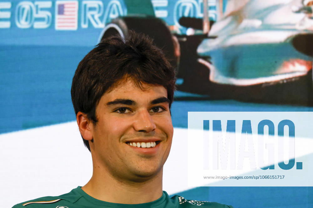 Drivers press conference, PK, Pressekonferenz held in Florida ahead of the F1 Grand Prix of Miami MIAMI GARDENS, FLORIDA, UNITED STATES - MAY 4: Driver Lance Stroll of Aston Martin during a drivers press conference ahead of the F1 Grand Prix of Miami at the Miami International Autodrome on May 04, 2023 in Miami Gardens, Florida, United States. Florida United States. Editorial use only. Please get in touch for any other usage.