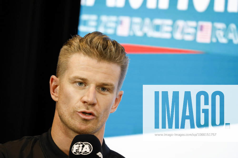 Drivers press conference, PK, Pressekonferenz held in Florida ahead of the F1 Grand Prix of Miami MIAMI GARDENS, FLORIDA, UNITED STATES - MAY 4: Driver Nico Hulkenberg of Haas F1 Team speaks during a drivers press conference ahead of the F1 Grand Prix of Miami at the Miami International Autodrome on May 04, 2023 in Miami Gardens, Florida, United States. Florida United States. Editorial use only. Please get in touch for any other usage.