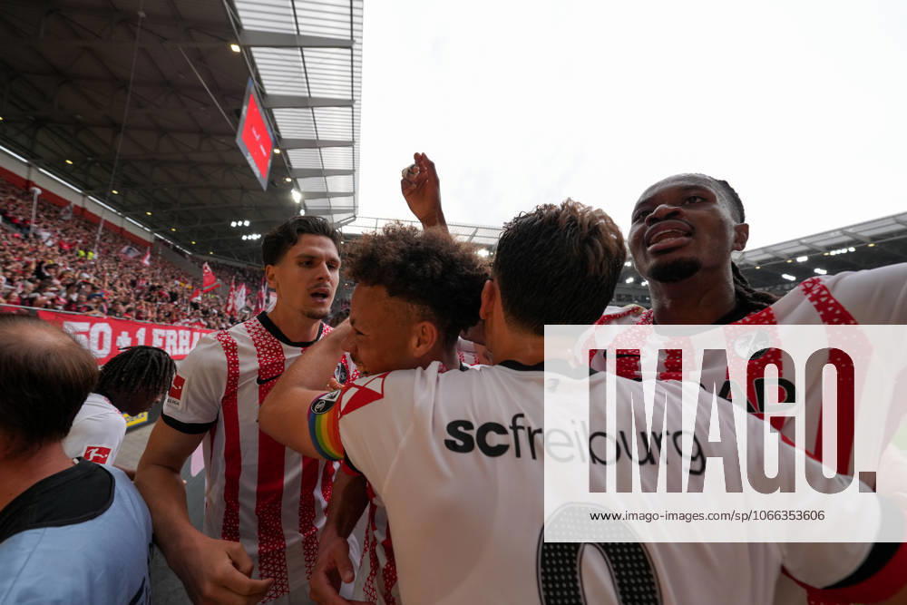 Goal celebration, Emotions, Goal shot, Goal success, Goal, Goal, Germany, Football, 1 Bundesliga, Matchday 3, 2025 2026, SC Freiburg vs VfB Stuttgart, 13 09 2025, Europa Park Stadion, Freiburg, Germany DFL REGULATIONS PROHIBIT ANY USE OF PHOTOGRAPHS AS IMAGE SEQUENCES AND OR QUASI VIDEO Freiburg Europa Park Stadion Baden Württemberg Germany