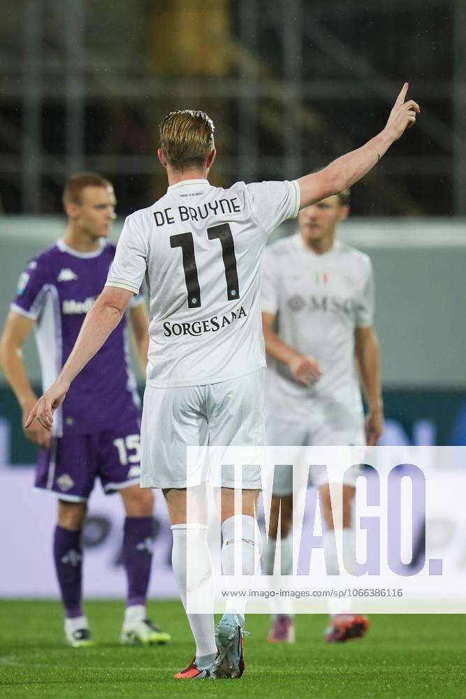 Napoli s Kevin De Bruyne celebrates after scoring the 0-1 goal for his team during the Serie A soccer match between Fiorentina and Napoli at the Artemio Franchi Stadium in Florence, north Italy - Saturday, September 13, 2025 -