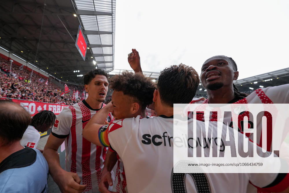Goal celebration, Emotions, Goal shot, Goal success, Goal, Goal, Germany, Football, 1 Bundesliga, Matchday 3, 2025 2026, SC Freiburg vs VfB Stuttgart, 13 09 2025, Europa Park Stadion, Freiburg, Germany DFL REGULATIONS PROHIBIT ANY USE OF PHOTOGRAPHS AS IMAGE SEQUENCES AND OR QUASI VIDEO Freiburg Europa Park Stadion Baden Württemberg Germany