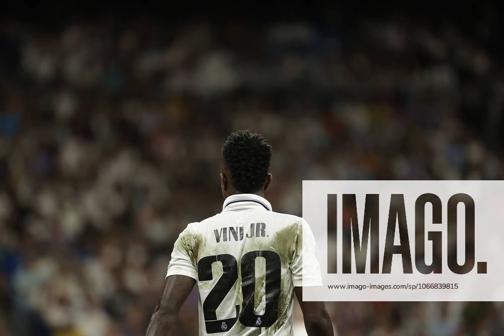 Real Madrid v RB Leipzig - UEFA Champions League MADRID, SPAIN - SEPTEMBER 14: Real Madrid s Vinicius Junior during the UEFA Champions League Group F soccer match between Real Madrid and RB Leipzig at Santiago Bernabeu stadium in Madrid, Spain on 14 September 2022. Madrid Spain. Editorial use only. Please get in touch for any other usage.