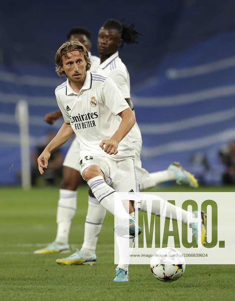 Real Madrid v RB Leipzig - UEFA Champions League MADRID, SPAIN - SEPTEMBER 14: Luka Modric of Real Madrid in action during the UEFA Champions League Group F soccer match between Real Madrid and RB Leipzig at Santiago Bernabeu stadium in Madrid, Spain on 14 September 2022. Madrid Spain. Editorial use only. Please get in touch for any other usage.