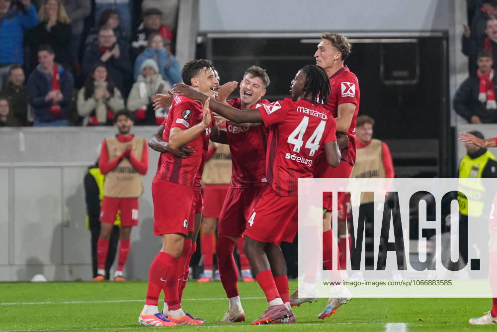 Maximilian Eggestein SC Freiburg, 08 goal celebration, emotions, goal shot, goal, goal, goal, Germany, football, UEFA Europa League, 1 matchday, league phase, 2025 2026, SC Freiburg vs FC Basel, 24 09 2025, Europa Park Stadion, Freiburg, Germany Freiburg Europa Park Stadion Baden Württemberg Germany