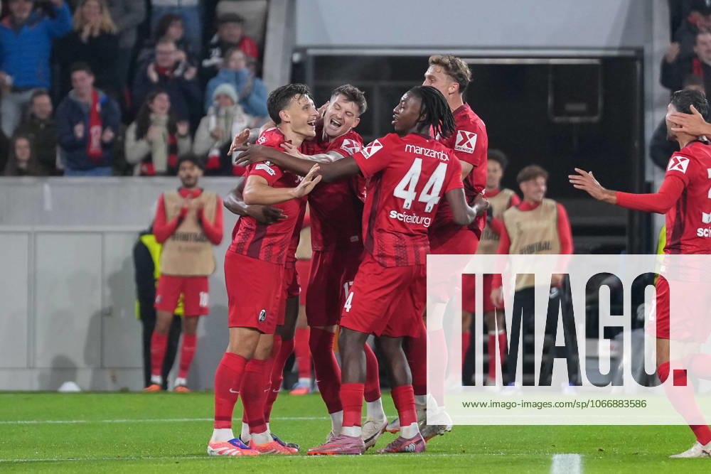 Maximilian Eggestein SC Freiburg, 08 goal celebration, emotions, goal shot, goal, goal, goal, Germany, football, UEFA Europa League, 1 matchday, league phase, 2025 2026, SC Freiburg vs FC Basel, 24 09 2025, Europa Park Stadion, Freiburg, Germany Freiburg Europa Park Stadion Baden Württemberg Germany
