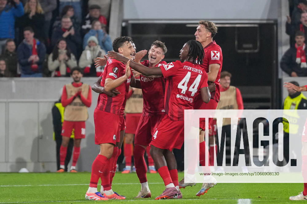 Maximilian Eggestein SC Freiburg, 08 goal celebration, emotions, goal shot, goal, goal, goal, Germany, football, UEFA Europa League, 1 matchday, league phase, 2025 2026, SC Freiburg vs FC Basel, 24 09 2025, Europa Park Stadion, Freiburg, Germany Freiburg Europa Park Stadion Baden Württemberg Germany