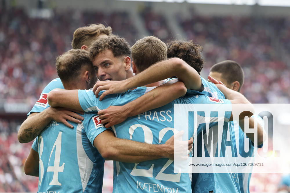 Goal celebration TSG Hoffenheim at 1 1 by Fisnik Asllani TSG Hoffenheim, 11 , Germany, Soccer, 1 Bundesliga, Matchday 5, 2025 2026, SC Freiburg vs TSG 1899 Hoffenheim, 28 09 2025, Europa Park Stadion, Freiburg im Breisgau, Germany Freiburg im Breisgau Europa Park Stadion Baden Württemberg Germany