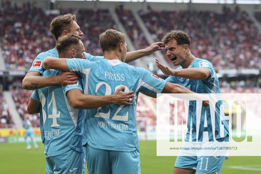 Goal celebration TSG Hoffenheim at 1 1 by Fisnik Asllani TSG Hoffenheim, 11 , Germany, Soccer, 1 Bundesliga, Matchday 5, 2025 2026, SC Freiburg vs TSG 1899 Hoffenheim, 28 09 2025, Europa Park Stadion, Freiburg im Breisgau, Germany Freiburg im Breisgau Europa Park Stadion Baden Württemberg Germany