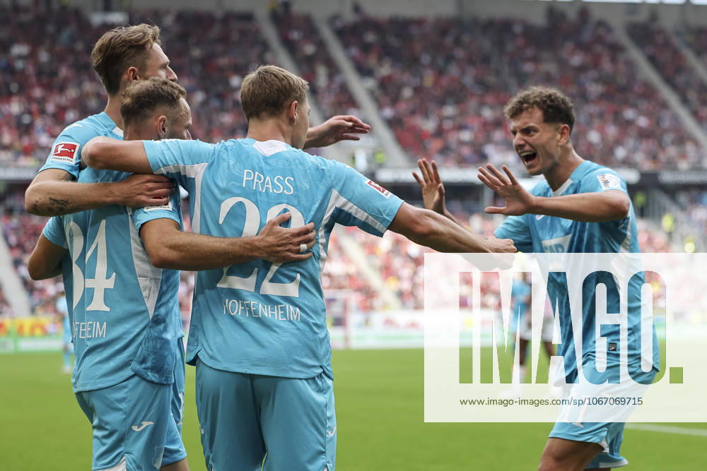Goal celebration TSG Hoffenheim at 1 1 by Fisnik Asllani TSG Hoffenheim, 11 , Germany, Soccer, 1 Bundesliga, Matchday 5, 2025 2026, SC Freiburg vs TSG 1899 Hoffenheim, 28 09 2025, Europa Park Stadion, Freiburg im Breisgau, Germany Freiburg im Breisgau Europa Park Stadion Baden Württemberg Germany