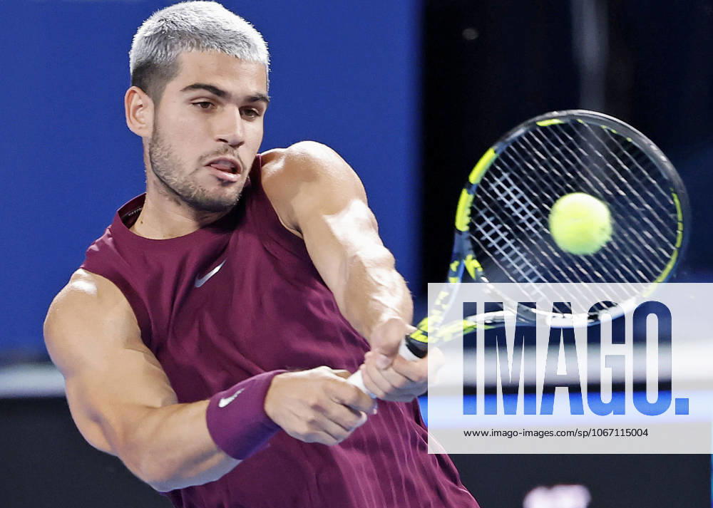 Tennis: Japan Open Carlos Alcaraz of Spain plays against Zizou Bergs of Belgium in the men s singles second-round match at the Japan Open tennis tournament at Ariake Tennis Park in Tokyo on Sept. 27, 2025. A14AA0004889999P
