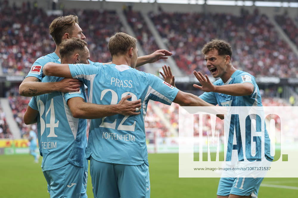 Goal celebration TSG Hoffenheim at 1 1 by Fisnik Asllani TSG Hoffenheim, 11 , Germany, Soccer, 1 Bundesliga, Matchday 5, 2025 2026, SC Freiburg vs TSG 1899 Hoffenheim, 28 09 2025, Europa Park Stadion, Freiburg im Breisgau, Germany Freiburg im Breisgau Europa Park Stadion Baden Württemberg Germany