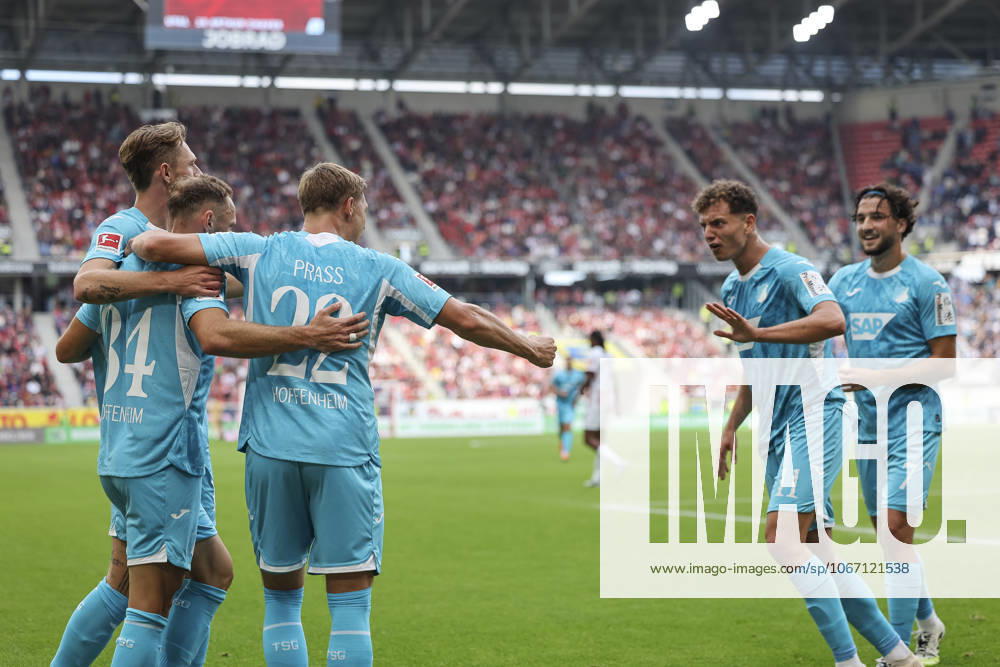 Goal celebration TSG Hoffenheim at 1 1 by Fisnik Asllani TSG Hoffenheim, 11 , Germany, Soccer, 1 Bundesliga, Matchday 5, 2025 2026, SC Freiburg vs TSG 1899 Hoffenheim, 28 09 2025, Europa Park Stadion, Freiburg im Breisgau, Germany Freiburg im Breisgau Europa Park Stadion Baden Württemberg Germany