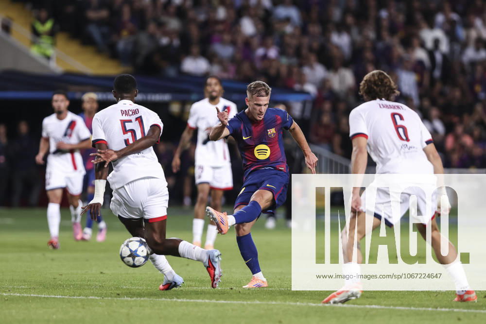 Dani Olmo of FC Barcelona, Barca in action during the UEFA Champions League 2025 26 League Phase MD2, match between FC Barcelona and Paris Saint-Germain at Estadi Olimpic Lluis Companys on October 01, 2025 in Barcelona, Spain. Barcelona SPAIN - ZUMAa181 20251001_zaa_a181_047