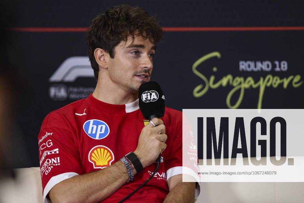 F1 - SINGAPORE GRAND PRIX 2025 LECLERC Charles (mco), Scuderia Ferrari SF-25, portrait press conference, PK, Pressekonferenz during the 2025 Formula 1 Singapore Grand Prix, 18th round of the 2025 FIA Formula One World Championship, WM, Weltmeisterschaft from October 3 to 5, 2025 on the Marina Bay Street Circuit, in Singapore - SingaporeSingapore
