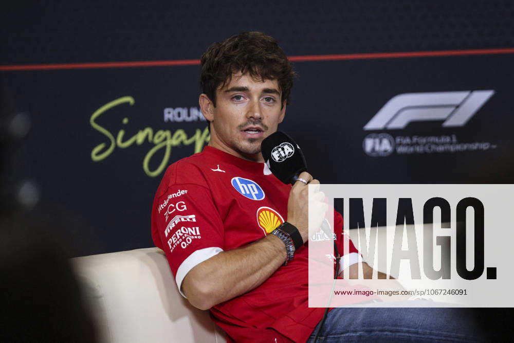 F1 - SINGAPORE GRAND PRIX 2025 LECLERC Charles (mco), Scuderia Ferrari SF-25, portrait press conference, PK, Pressekonferenz during the 2025 Formula 1 Singapore Grand Prix, 18th round of the 2025 FIA Formula One World Championship, WM, Weltmeisterschaft from October 3 to 5, 2025 on the Marina Bay Street Circuit, in Singapore - SingaporeSingapore