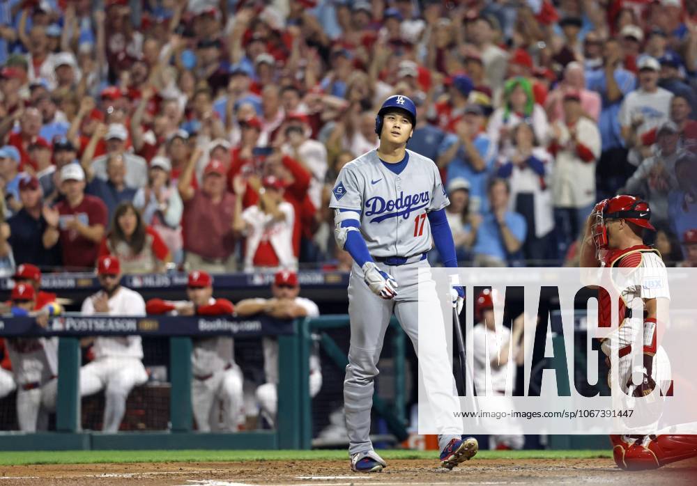 Baseball: Division Series between Dodgers and Phillies Los Angeles Dodgers two-way player Shohei Ohtani is called out on strikes in the third inning of Game 1 of the Division Series against the Philadelphia Phillies at Citizens Bank Park in Philadelphia on Oct. 4, 2025. A14AA0004911443P