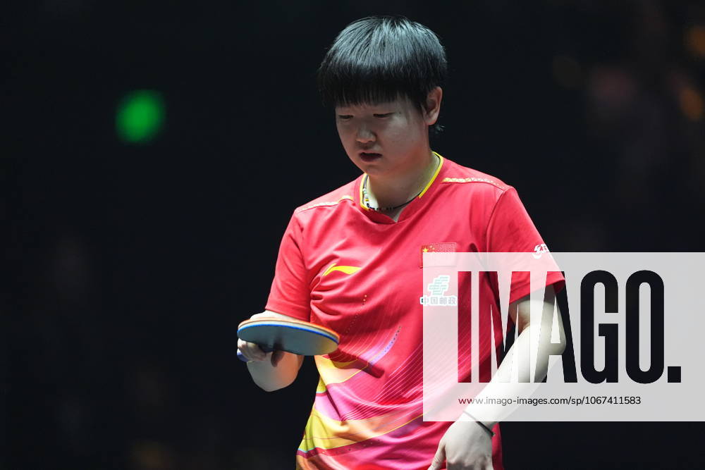 (251005) -- BEIJING, Oct. 5, 2025 -- Sun Yingsha reacts during the women s singles final match between Sun Yingsha of China and Wang Manyu of China at 2025 World Table tennis, Tischtennis (WTT) China Smash in Beijing, China, Oct. 5, 2025. ) (SP)CHINA-BEIJING-TABLE TENNIS-WTT-CHINA SMASH-WOMEN S SINGLES-FINAL (CN) XiexHan