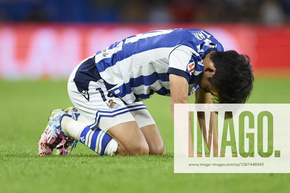 Takefusa Kubo of Real Sociedad reacts during the LaLiga EA Sports match between Real Sociedad and Rayo Vallecano at Anoeta on October 5, 2025, in San Sebastian, Spain. San Sebastian SPAIN - ZUMAa181 20251005_zaa_a181_270