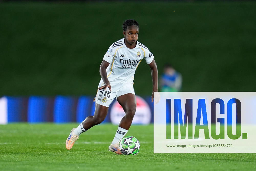 Linda Caicedo of Real Madrid in action during the UEFA WomenÃ¢â‚¬â ¢s Champions League 2025 26 League Phase MD1, football match played between Real Madrid CF and AS Roma at Alfredo Di Stefano stadium on October 08, 2025, in Valdebebas, Madrid, Spain. Valdebebas Spain - ZUMAa181 20251008_zaa_a181_161