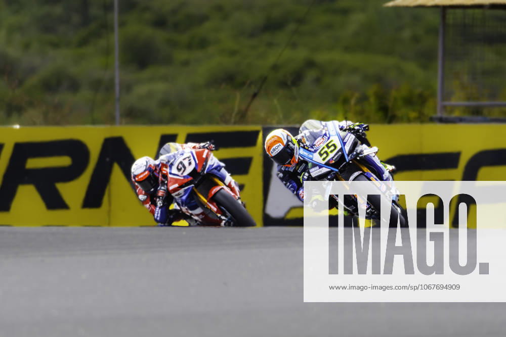 Andrea Locatelli and Xavi Vierge in action during the WorldSBK Championship Race 2 at the Estoril Circuit, Portugal, on October 12, 2025. Cascais Portugal - ZUMAr200 20251012_zsp_r200_041