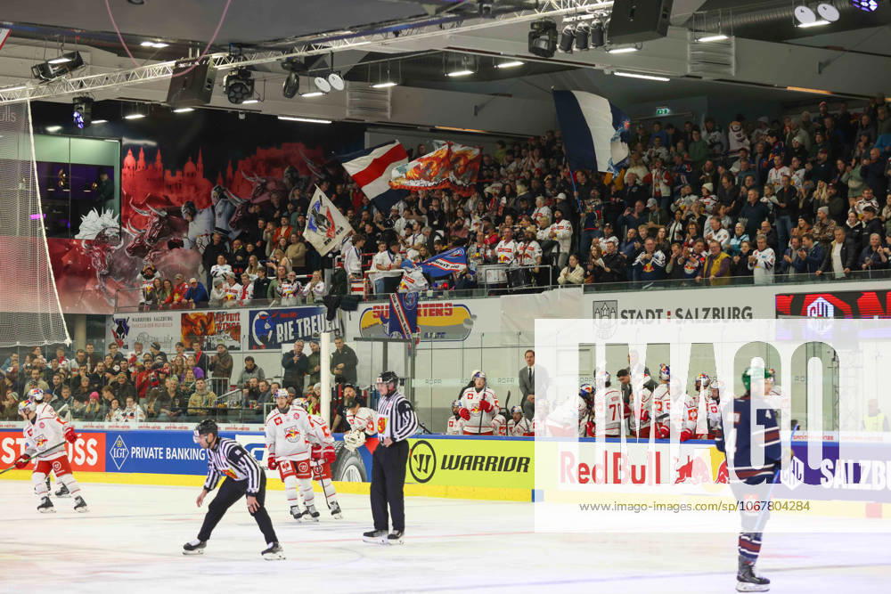 Ice hockey, Eishockey - CHL, EC RBS vs Berlin SALZBURG,AUSTRIA,15.OCT.25 - ICE HOCKEY - CHL, Champions Hockey League, group stage, EC Red Bull Salzburg vs Eisbaeren Berlin. Image shows fans of EC RBS. GEPAxpictures xMathiasxMandl
