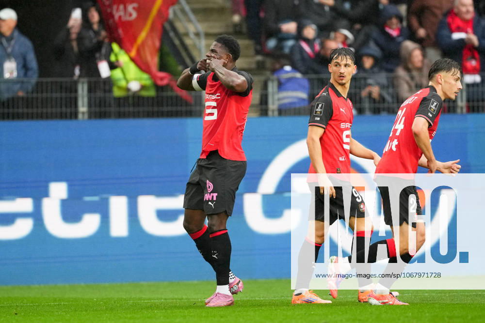 Stade Rennais FC v AJ Auxerre - Ligue 1 McDonald s 2025 2026 24 Anthony ROUAULT (srfc) - 09 Esteban LEPAUL (srfc) - 07 Breel EMBOLO (srfc) during the Ligue 1 McDonald s match between Rennes and Auxerre at Roazhon Park on October 19, 2025 in Rennes, France. Rennes France