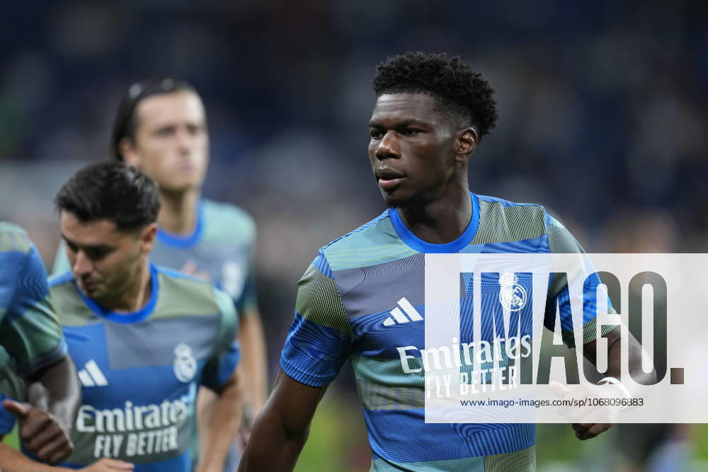 Aurelien Tchouameni of Real Madrid CF warms up during the UEFA Champions League 2025 26 League Phase MD3 match between Real Madrid C.F. and Juventus FC at Estadio Santiago Bernabeu on October 22, 2025 in Madrid, Spain. Madrid Spain - ZUMAa181 20251022_zaa_a181_103