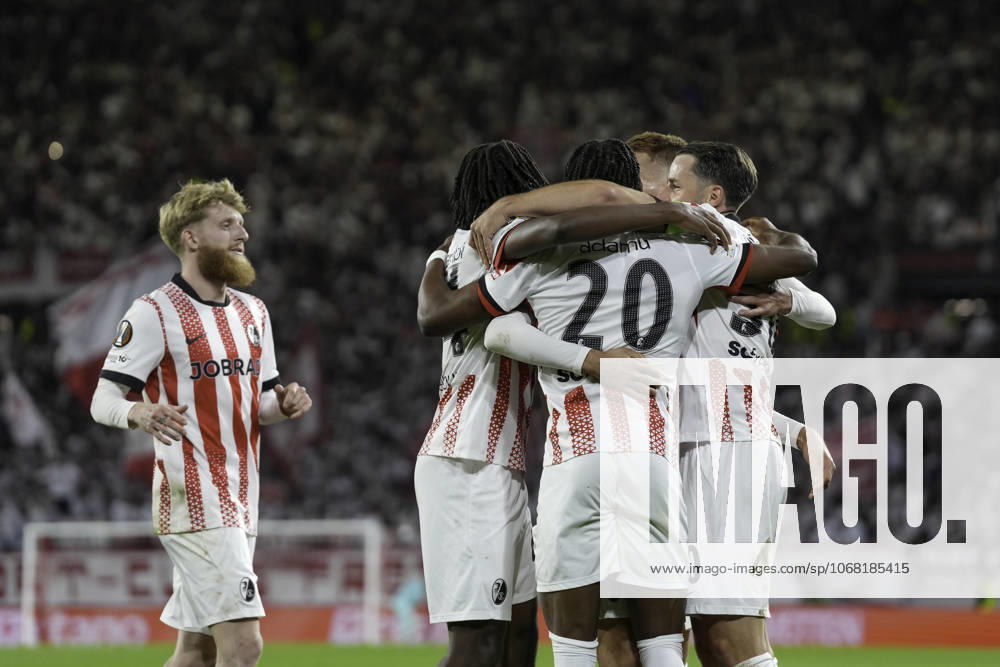 Goal celebration, Emotions, Goal shot, Goal, Goal, Goal, Germany, Football, UEFA Europa League, Matchday 3, League phase, 2025 2026, SC Freiburg vs FC Utrecht, 23 10 2025, Europa Park Stadion, Freiburg, Germany Freiburg Europa Park Stadion Baden Württemberg Germany