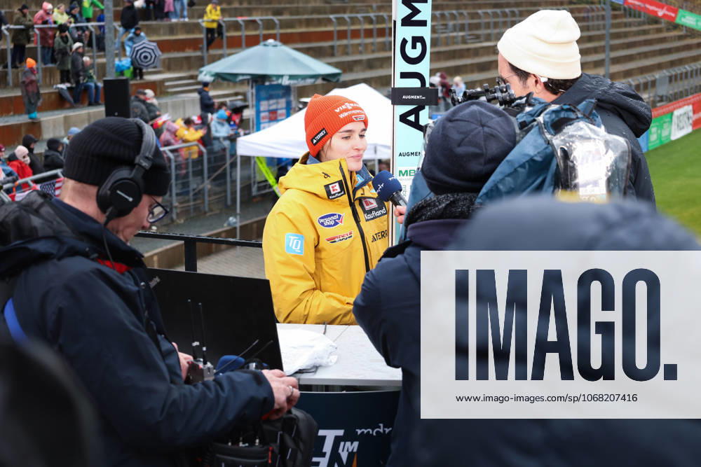 Ski Jumping, Ladies, FIS Summer Grand Prix, Final Individual Competition Selina Freitag GER interviewed by Mitteldeutscher Rundfunk Klingenthal Vogtland Arena Saxony Germany