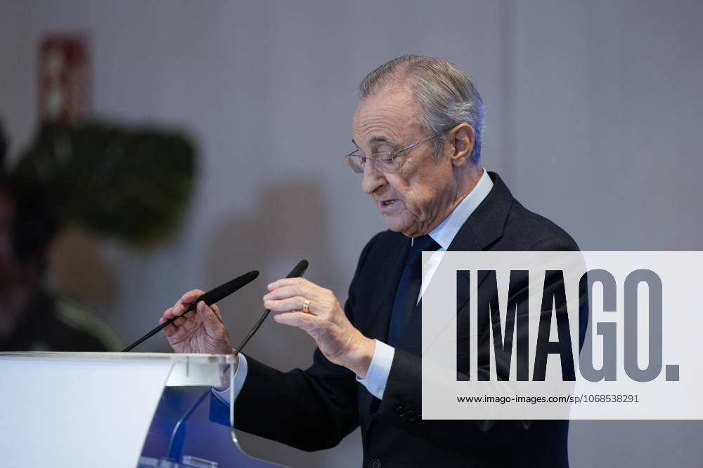 Florentino Perez, President of Real Madrid, attends during the presentation of the 2024Ã¢â‚¬2025 Golden Boot to Kylian Mbappe in the VIP box at the Santiago Bernabeu Stadium on October 31, 2025 in Madrid, Spain. Madrid Spain - ZUMAa181 20251031_zaa_a181_084