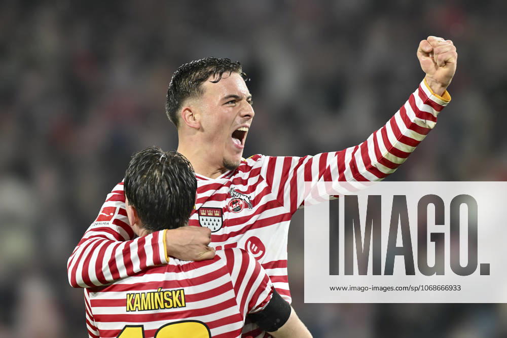Said El Mala Koeln 13 celebrates after scoring 3 1 with Jakub Kaminski Koeln 16 02 11 2025 Soccer 1 FC Koeln vs Hamburger SV, Rheinenergiestadion, Koeln, DFB DFL REGULATIONS PROHIBIT ANY USE OF PHOTOGRAPHS AS IMAGE SEQUENCES AND OR QUASI VIDEO