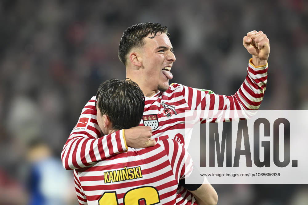 Said El Mala Koeln 13 celebrates after scoring 3 1 with Jakub Kaminski Koeln 16 02 11 2025 Soccer 1 FC Koeln vs Hamburger SV, Rheinenergiestadion, Koeln, DFB DFL REGULATIONS PROHIBIT ANY USE OF PHOTOGRAPHS AS IMAGE SEQUENCES AND OR QUASI VIDEO