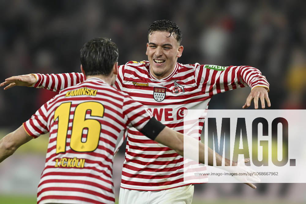 Said El Mala Koeln 13 celebrates after scoring 3 1 with Jakub Kaminski Koeln 16 02 11 2025 Soccer 1 FC Koeln vs Hamburger SV, Rheinenergiestadion, Koeln, DFB DFL REGULATIONS PROHIBIT ANY USE OF PHOTOGRAPHS AS IMAGE SEQUENCES AND OR QUASI VIDEO