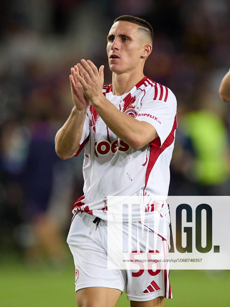 Daniel Podence of Olympiacos during the UEFA Champions League match between FC Barcelona, Barca v Olympiakos Piraeus at the Lluis Companys Olympic Stadium on October 21, 2025 in Barcelona Spain. Barcelona Spain - ZUMAr232 20251021_zsp_r232_204