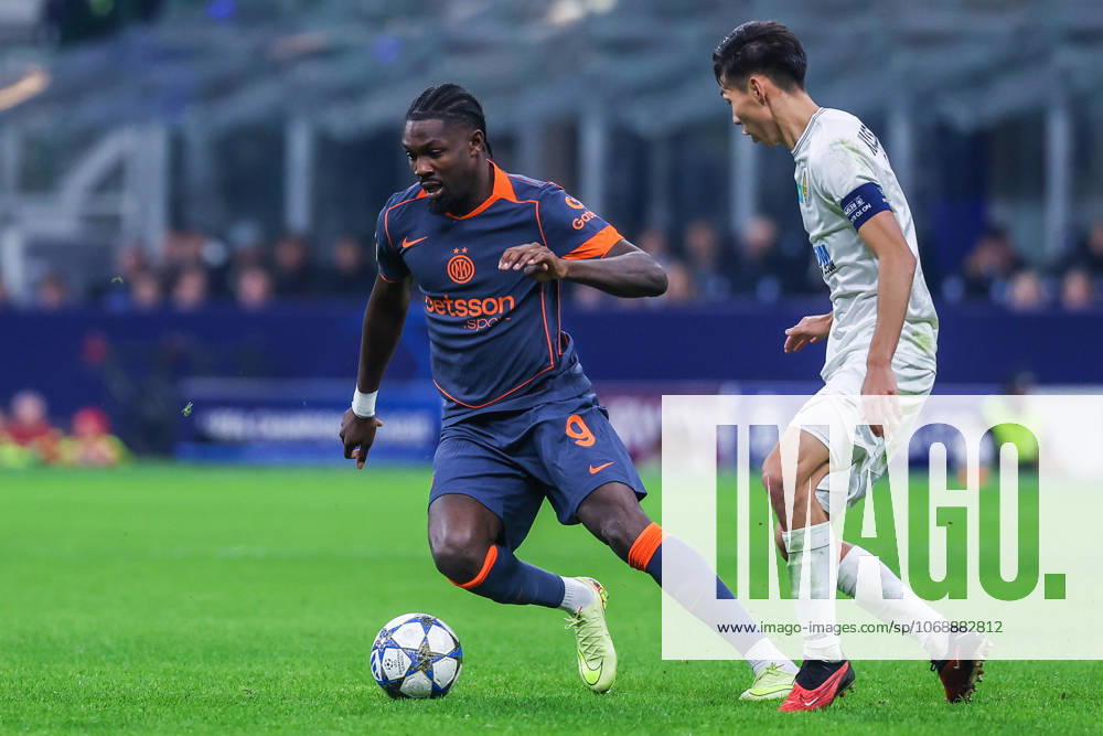 Marcus Thuram of FC Internazionale seen in action during UEFA Champions League 2025 26 League Phase - Matchday 4 football match between FC Internazionale and FC Kairat Almaty at San Siro Stadium in Milan Italy on 05 November 2025. Milan Stadio Giuseppe Meazza Milan Italy