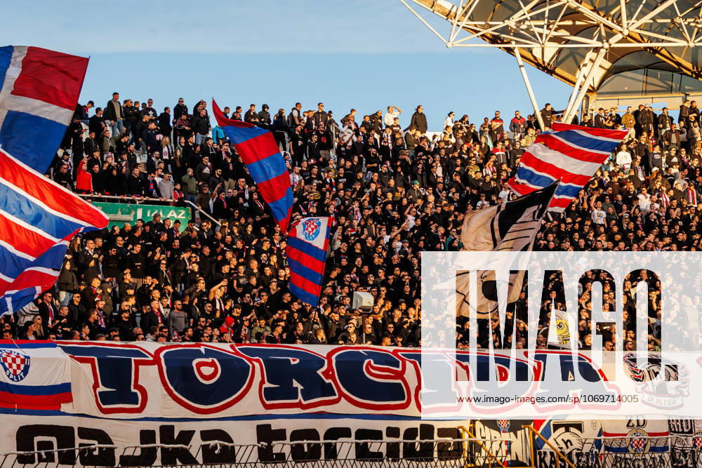 SuperSport HNL, round 15: HNK Hajduk Split v NK Varazdin Supporters of HNK Split, Torcida during the SuperSport HNL 2025. 2026. round 15 match between HNK Hajduk Split and NK Varazdin at Poljud Stadium in Split, Croatia on November 29, 2025. ZvonimirxBarisin PIXSELL