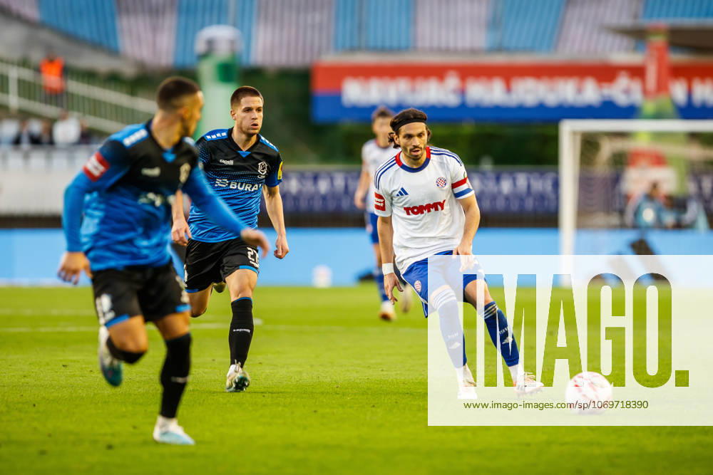 SuperSport HNL, round 15: HNK Hajduk Split v NK Varazdin Aleksa Latkovic of NK Varazdin and Filip Krovinovic of HNK Hajduk Split during the SuperSport HNL 2025. 2026. round 15 match between HNK Hajduk Split and NK Varazdin at Poljud Stadium in Split, Croatia on November 29, 2025. ZvonimirxBarisin PIXSELL