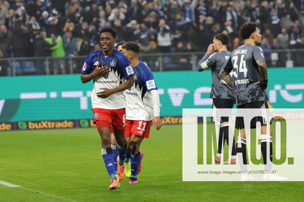 2025 12 20 Football 1 Bundesliga Hamburger Sportverein Eintracht Frankfurt v l Albert Lokonga Hamburger SV ,6 celebrates the 1 0 DFL regulations prohibit any use of photographs as image sequences and or quasi video
