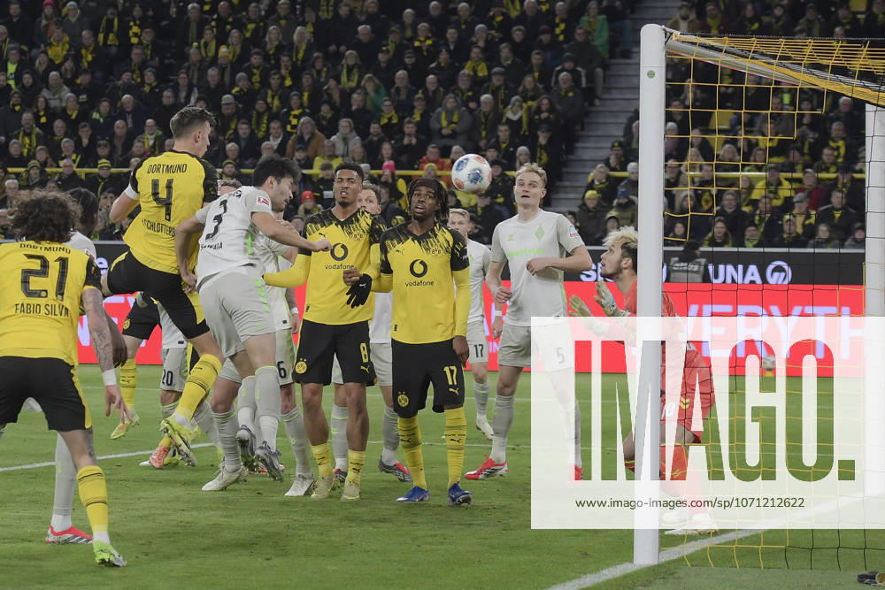 Nico Schlotterbeck Dortmund 4 scores the goal for 1 0 13 01 2026 Soccer Borussia Dortmund vs SV Werder Bremen , Signal Iduna Park, Dortmund, DFB DFL REGULATIONS PROHIBIT ANY USE OF PHOTOGRAPHS AS IMAGE SEQUENCES AND OR QUASI VIDEO