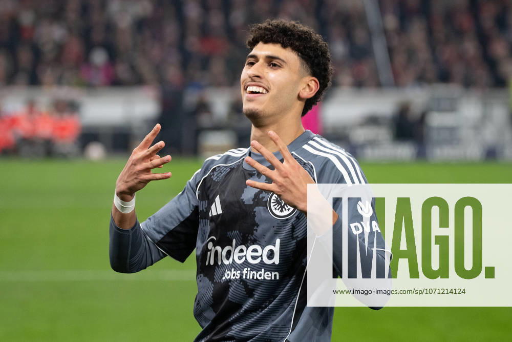 Ayoube Amaimouni Echghouyab Eintracht Frankfurt celebrate the goal during the 1 Bundesliga Matchday 17 match between VFB Stuttgart and Eintracht Frankfurt at MHP Arena in Stuttgart, Germany on January 13, 2026