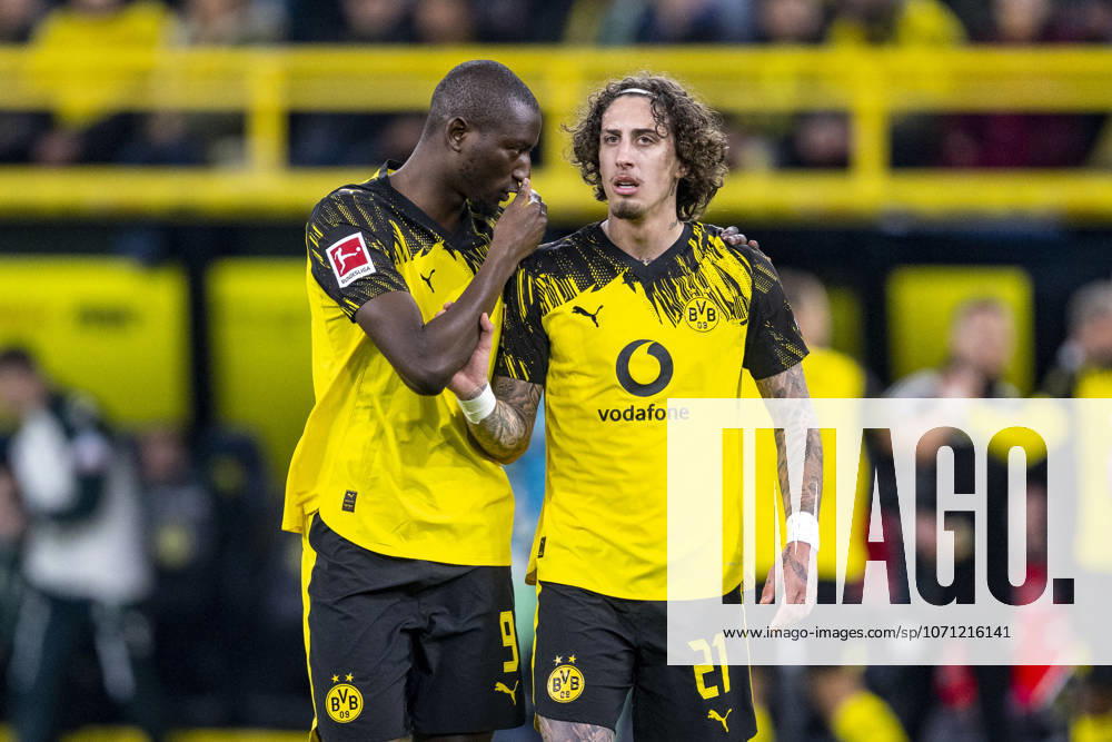 Football Borussia Dortmund SV Werder Bremen, Matchday 17 at Signal Iduna Park Serhou Guirassy Borussia Dortmund l talks to Fabio Silva Borussia Dortmund IMPORTANT NOTE In accordance with the regulations of the DFL and the DFB, it is prohibited to use or have used photographs taken in the stadium and or of the match in the form of sequential images and or video-like photo series