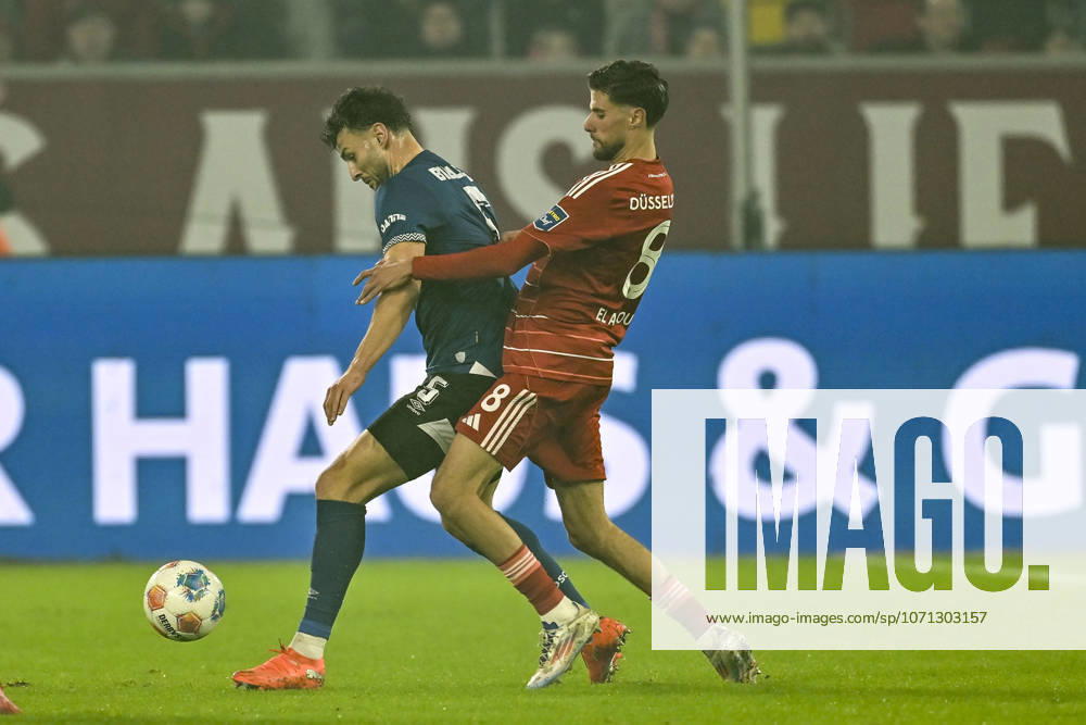From left in duel Maximilian Bauer Bielefeld Felix Nmecha Dortmund 8 16 01 2026 Soccer Fortuna Duesseldorf vs DSC Arminia Bielefeld, Merkur Spiel Arena, Duesseldorf, DFB DFL REGULATIONS PROHIBIT ANY USE OF PHOTOGRAPHS AS IMAGE SEQUENCES AND OR QUASI VIDE
