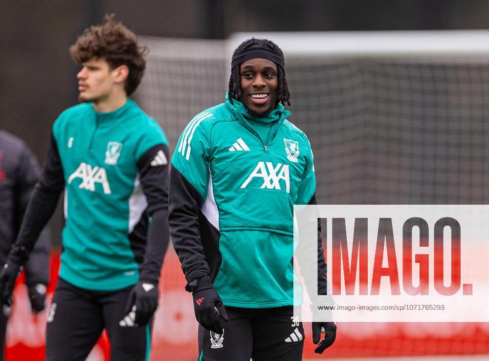 Football - UEFA Champions League - Liverpool FC v QarabaÄü FK - MD-1 LIVERPOOL, ENGLAND - Tuesday, January 27, 2026: Liverpool s Jeremie Frimpong during a training session at the AXA Training Centre ahead of the UEFA Champions League match between Liverpool FC and QarabaÄü FK. (Photo by David Rawcliffe Propaganda) LIVERPOOL AXA Training Centre MERSEYSIDE ENGLAND