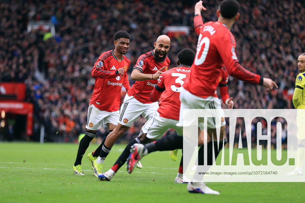 Manchester United gegen Tottenham Hotspur 07. Februar 2026 Manchester Premier League Fußball Manchester United gegen Tottenham Hotspur Bryan Mbeumo von Manchester United jubelt nach seinem Führungstor Foto von Simon Stacpoole Manchester UK