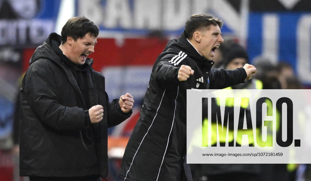 Coach Merlin Polzin Hamburger SV HSV on the sidelines Gesture Gesture Final cheer, joy, happiness, jubilation with co-coach Coach Loic Fave Hamburger SV HSV 1 FC Heidenheim 1846 FCH vs Hamburger SV HSV 07 02 2026 DFL REGULATIONS PROHIBIT ANY USE OF PHOTOGRAPHS AS IMAGE SEQUENCES AND OR QUASI VIDEO 1 FC Heidenheim 1846 FCH vs Hamburger SV HSV