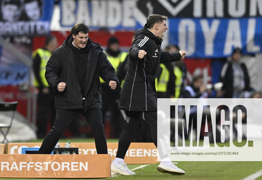 Coach Merlin Polzin Hamburger SV HSV on the sidelines Gesture Gesture Final cheer, joy, happiness, jubilation with co-coach Coach Loic Fave Hamburger SV HSV 1 FC Heidenheim 1846 FCH vs Hamburger SV HSV 07 02 2026 DFL REGULATIONS PROHIBIT ANY USE OF PHOTOGRAPHS AS IMAGE SEQUENCES AND OR QUASI VIDEO 1 FC Heidenheim 1846 FCH vs Hamburger SV HSV