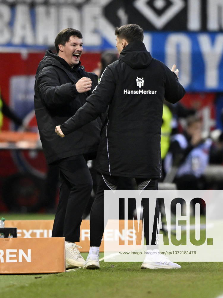 Coach Merlin Polzin Hamburger SV HSV on the sidelines Gesture Gesture Final cheer, joy, happiness, jubilation with co-coach Coach Loic Fave Hamburger SV HSV 1 FC Heidenheim 1846 FCH vs Hamburger SV HSV 07 02 2026 DFL REGULATIONS PROHIBIT ANY USE OF PHOTOGRAPHS AS IMAGE SEQUENCES AND OR QUASI VIDEO 1 FC Heidenheim 1846 FCH vs Hamburger SV HSV