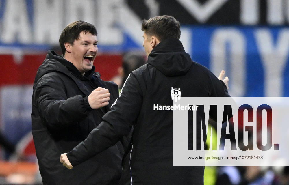 Coach Merlin Polzin Hamburger SV HSV on the sidelines Gesture Gesture Final cheer, joy, happiness, jubilation with co-coach Coach Loic Fave Hamburger SV HSV 1 FC Heidenheim 1846 FCH vs Hamburger SV HSV 07 02 2026 DFL REGULATIONS PROHIBIT ANY USE OF PHOTOGRAPHS AS IMAGE SEQUENCES AND OR QUASI VIDEO 1 FC Heidenheim 1846 FCH vs Hamburger SV HSV