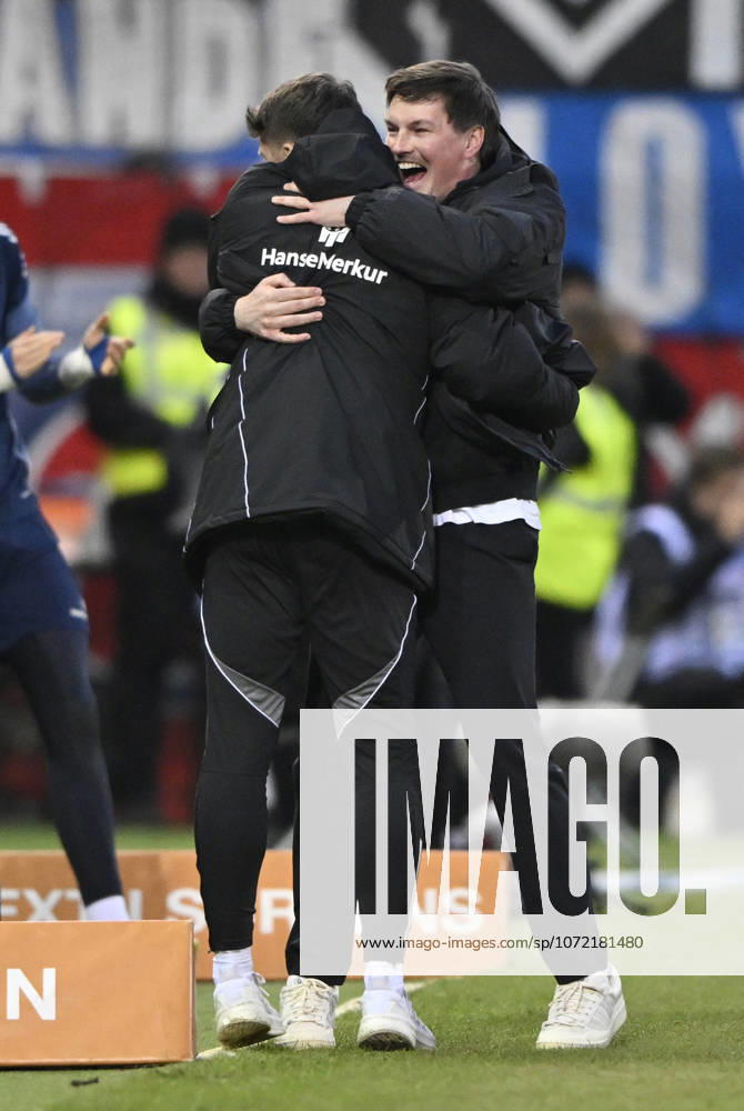 Coach Merlin Polzin Hamburger SV HSV on the sidelines Gesture Gesture Final cheer, joy, happiness, jubilation with co-coach Coach Loic Fave Hamburger SV HSV 1 FC Heidenheim 1846 FCH vs Hamburger SV HSV 07 02 2026 DFL REGULATIONS PROHIBIT ANY USE OF PHOTOGRAPHS AS IMAGE SEQUENCES AND OR QUASI VIDEO 1 FC Heidenheim 1846 FCH vs Hamburger SV HSV