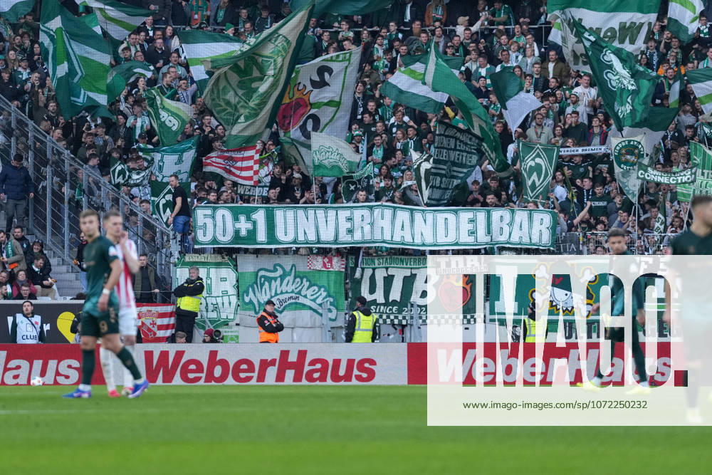 Banner of the fans and Ultras in the stands, Banne, 50 1 non-negotiable , Germany, Football, 1 Bundesliga, 21 Matchday, 2025 2026, SC Freiburg vs SV Werder Bremen, 07 02 2026, Europa Park Stadion, Freiburg, Germany DFL REGULATIONS PROHIBIT ANY USE OF PHOTOGRAPHS AS IMAGE SEQUENCES AND OR QUASI VIDEO Freiburg Europa Park Stadion Baden Württemberg Germany